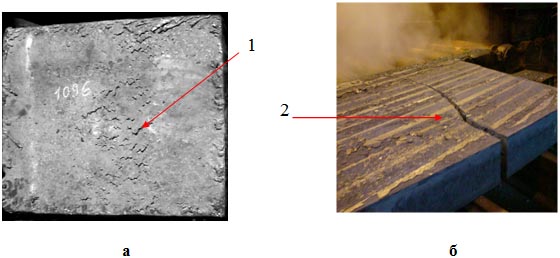 Грубые поперечные трещины на поверхности толстолистового проката  и разрушение сляба стали марки S355J2G3